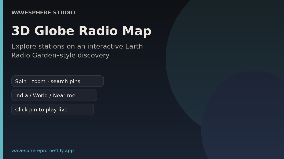 WaveSphere interactive 3D globe world radio map like Radio Garden free in browser